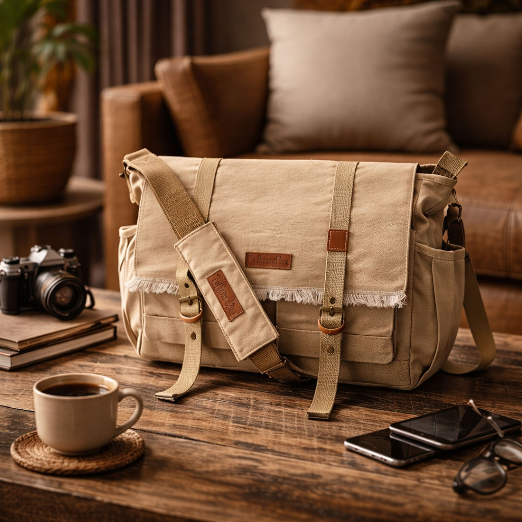 Beige Unisex Laptop Messenger Bag for Everyday Use 182